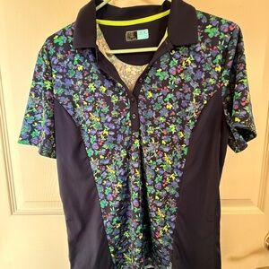 PGA Tour Women’s XL Golf Polo Floral Print Athletic Shirt